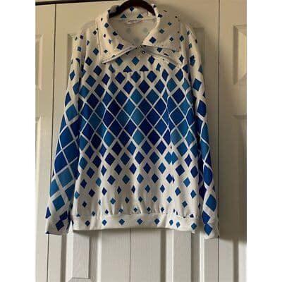 Women Golf Pullover Sweatshirt Blue White Long Sleeve Top Size XXXL - Thumbnail 3
