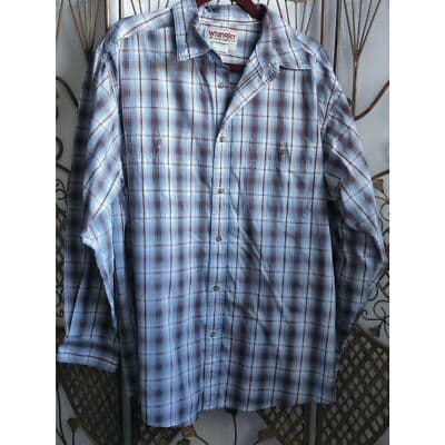 Wrangler Rugged Wear Wrinkle Resist Mens Plaid Button Down Shirt Long Sleeve XL - Thumbnail 2