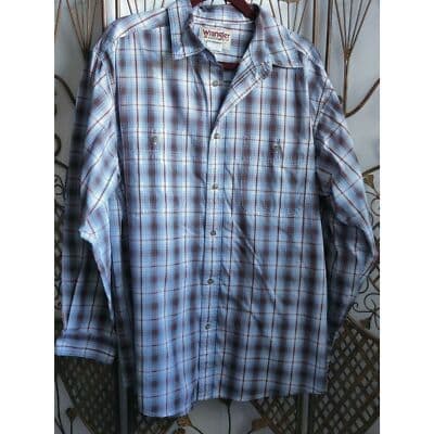 Wrangler Rugged Wear Wrinkle Resist Mens Plaid Button Down Shirt Long Sleeve XL - Image 1