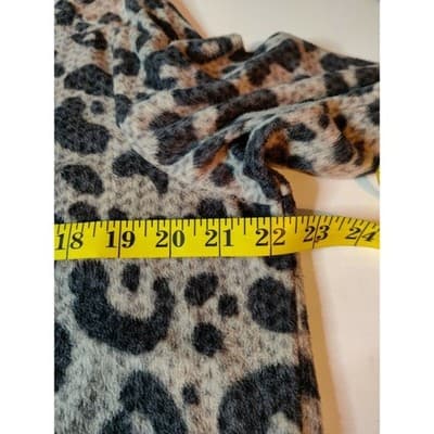 Simply Vera Vera Wang Leopard Print Waffle Knit Crew Neck Long Sleeve Top XL - Thumbnail 7