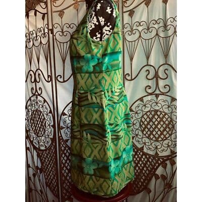 Jessica Howard Womens Floral Print Sheath Dress Sleeveless Green Size Medium - Thumbnail 2