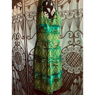Jessica Howard Womens Floral Print Sheath Dress Sleeveless Green Size Medium - Thumbnail 4