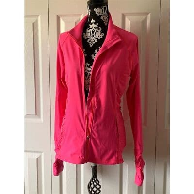Victoria's Secret Pink Women's Track Jacket M Ruched Stretch Activewear - Thumbnail 2