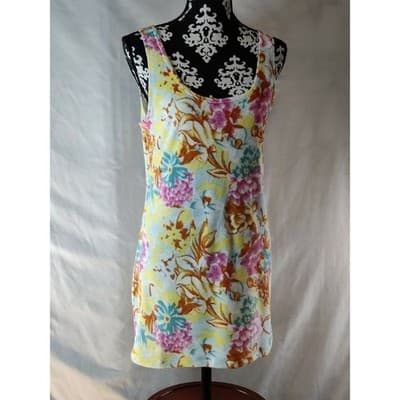 Ecote Urban Outfitters Floral Terry Cloth Mini Dress Yellow Pink Blue Size M - Image 1