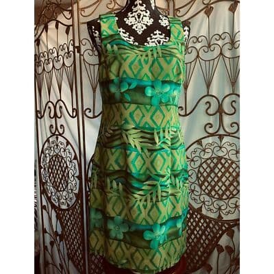 Jessica Howard Womens Floral Print Sheath Dress Sleeveless Green Size Medium - Thumbnail 6