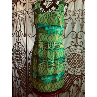 Jessica Howard Womens Floral Print Sheath Dress Sleeveless Green Size Medium - Image 1