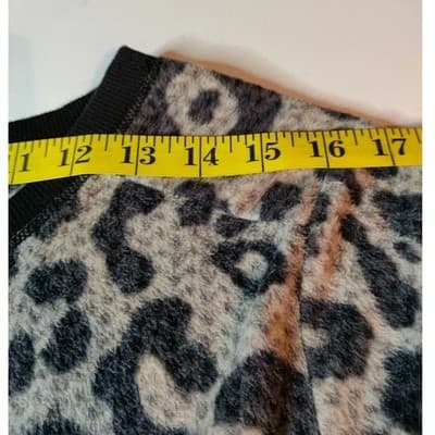 Simply Vera Vera Wang Leopard Print Waffle Knit Crew Neck Long Sleeve Top XL - Thumbnail 6