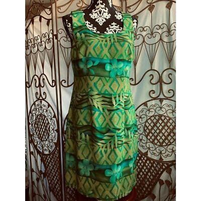 Jessica Howard Womens Floral Print Sheath Dress Sleeveless Green Size Medium - Thumbnail 5