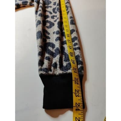 Simply Vera Vera Wang Leopard Print Waffle Knit Crew Neck Long Sleeve Top XL - Thumbnail 8
