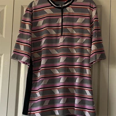 Women Golf Polo Shirts Zipper Short Sleeve Top XL - Image 1