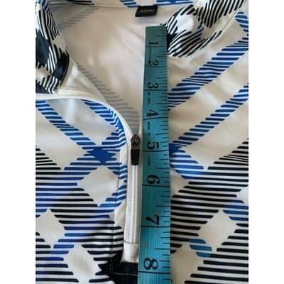 XXXL Quarter Zip Long Sleeve Shirt Mens Plaid White Blue Black Performance Golf - Thumbnail 8
