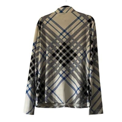 XXXL Quarter Zip Long Sleeve Shirt Mens Plaid White Blue Black Performance Golf - Thumbnail 12