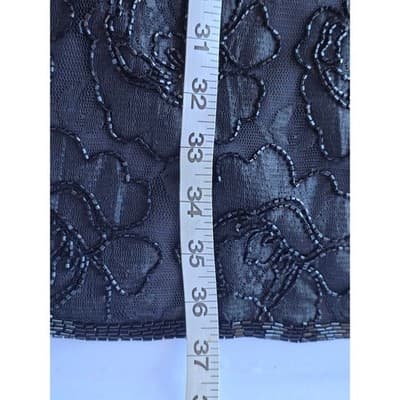 Stenay Black Beaded Sequin Short Sleeve Sheath Cocktail Dress Women Size 12 - Thumbnail 12