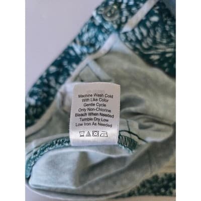 Creekwood Teal White Abstract Print Wide Leg Lounge Pants Women's M - Thumbnail 3