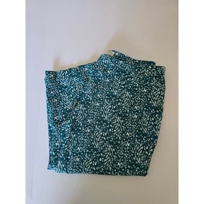 Creekwood Teal White Abstract Print Wide Leg Lounge Pants Women's M - Thumbnail 2