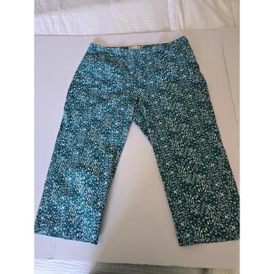 Creekwood Teal White Abstract Print Wide Leg Lounge Pants Women's M - Thumbnail 9