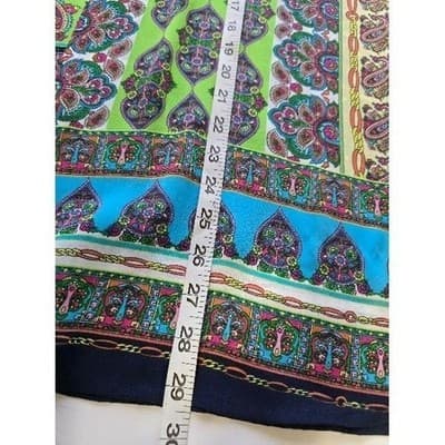 Shana PXL Patchwork Paisley Print Tunic Top Long Sleeve V-Neck Boho - Thumbnail 7