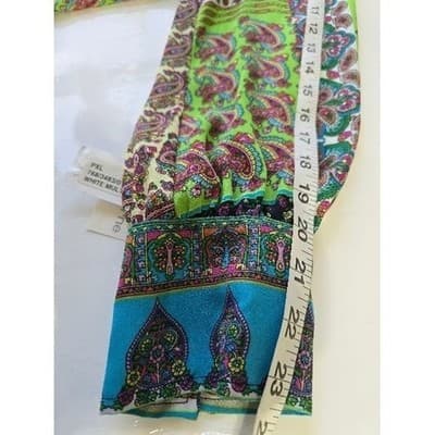 Shana PXL Patchwork Paisley Print Tunic Top Long Sleeve V-Neck Boho - Thumbnail 8