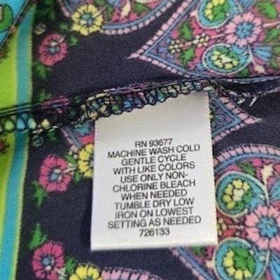 Shana PXL Patchwork Paisley Print Tunic Top Long Sleeve V-Neck Boho - Thumbnail 4