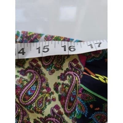 Shana PXL Patchwork Paisley Print Tunic Top Long Sleeve V-Neck Boho - Thumbnail 5