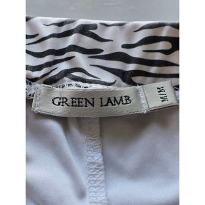Green Lamb Zebra Print Golf Skort Athletic Skirt M M - Thumbnail 4