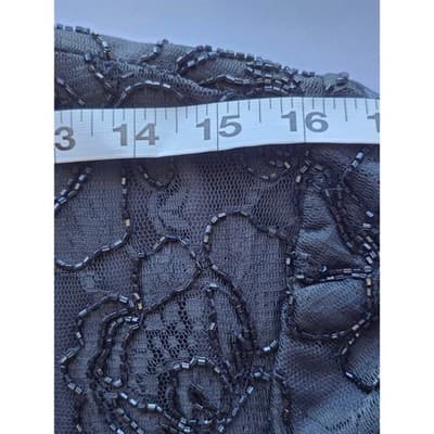 Stenay Black Beaded Sequin Short Sleeve Sheath Cocktail Dress Women Size 12 - Thumbnail 9