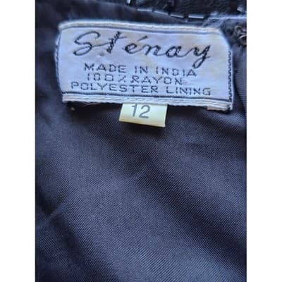 Stenay Black Beaded Sequin Short Sleeve Sheath Cocktail Dress Women Size 12 - Thumbnail 7