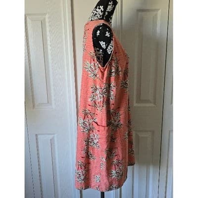 White Stag Coral Palm Tree Script Print Sleeveless Pocket Dress Ladies Large - Thumbnail 9