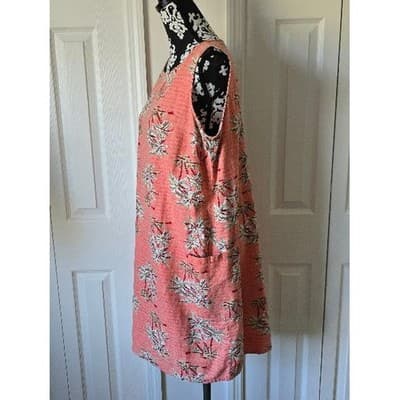 White Stag Coral Palm Tree Script Print Sleeveless Pocket Dress Ladies Large - Thumbnail 10