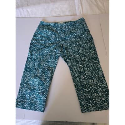Creekwood Teal White Abstract Print Wide Leg Lounge Pants Women's M - Thumbnail 10