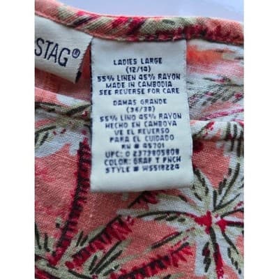 White Stag Coral Palm Tree Script Print Sleeveless Pocket Dress Ladies Large - Thumbnail 4