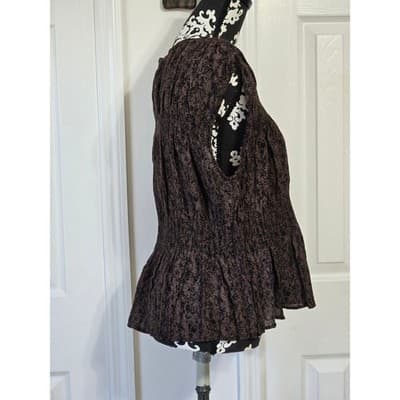 Universal Thread Smocked Peplum Top Brown Black Print XL - Thumbnail 6