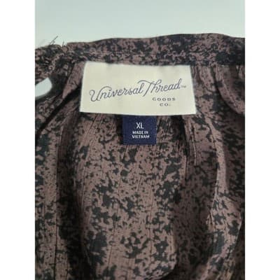Universal Thread Smocked Peplum Top Brown Black Print XL - Thumbnail 5