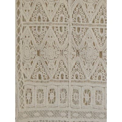 Womens Cream Crochet Cotton Poncho Top Fringe Boho Festival Coverup Medium - Thumbnail 12