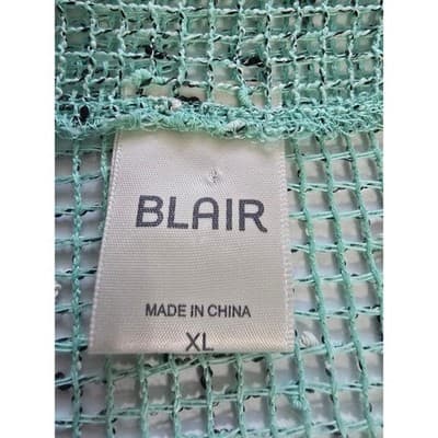 Blair Mint Green Open Knit Mesh Cardigan Sweater XL B11351 Lightweight Layer - Thumbnail 3