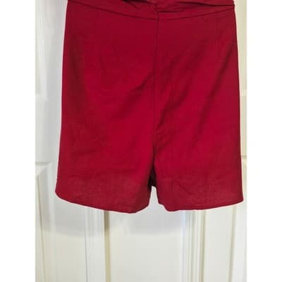 Bar III Red Halter Neck Tie Waist Romper Jumpsuit Women's Size 10 - Thumbnail 13