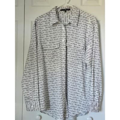 Second Sunday Mens XL Script Print Button Down Shirt Thankful Grateful Loved - Thumbnail 6