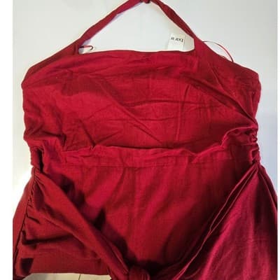 Bar III Red Halter Neck Tie Waist Romper Jumpsuit Women's Size 10 - Thumbnail 3