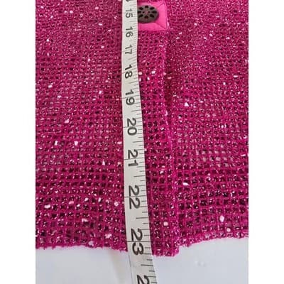 Blair Magenta Pink Open Knit Short Sleeve Cardigan Sweater XL Sharkbite Hem - Thumbnail 7