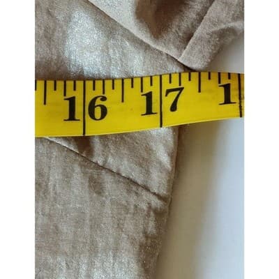 Calvin Klein Womens Metallic Beige Button Front Shirt Long Sleeve Collared - Thumbnail 8