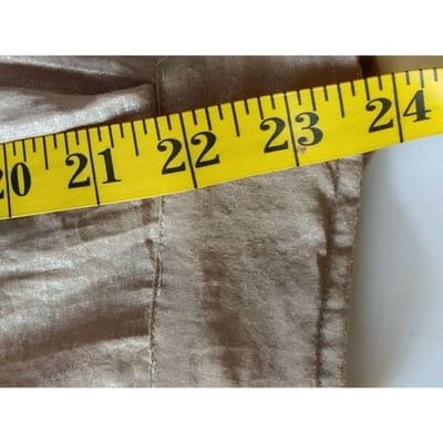 Calvin Klein Womens Metallic Beige Button Front Shirt Long Sleeve Collared - Thumbnail 9