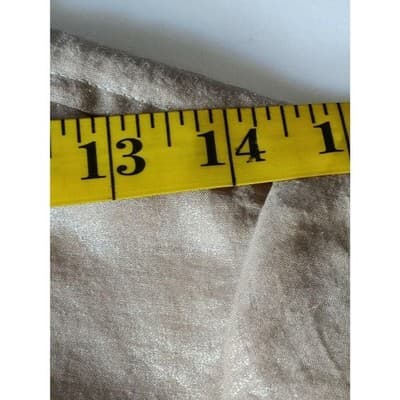 Calvin Klein Womens Metallic Beige Button Front Shirt Long Sleeve Collared - Thumbnail 7