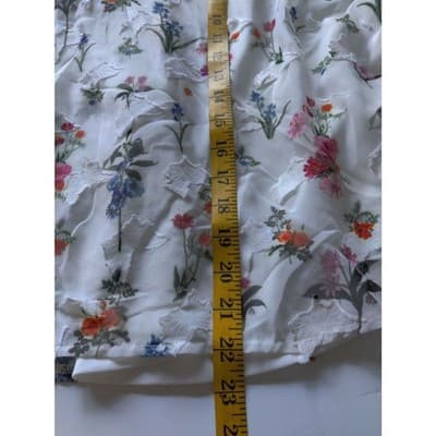 Athena Marie Floral Lace Flutter Sleeve Double Layer Womens White Top Blouse - Thumbnail 12