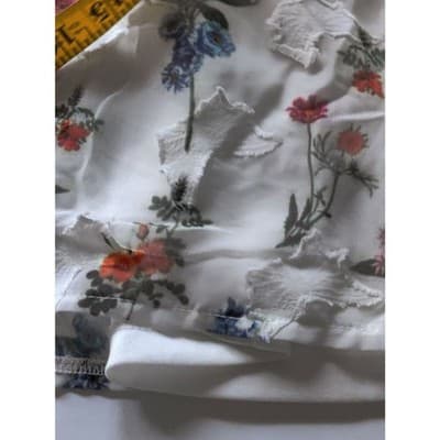 Athena Marie Floral Lace Flutter Sleeve Double Layer Womens White Top Blouse - Thumbnail 11