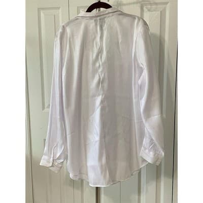 Venezia Jeans Co Women's White Satin Button-Up Blouse Size 18 Long Sleeve Casual - Thumbnail 10