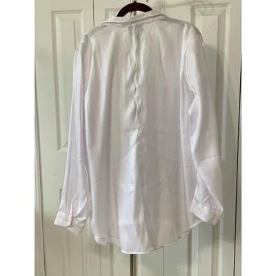 Venezia Jeans Co Women's White Satin Button-Up Blouse Size 18 Long Sleeve Casual - Thumbnail 8