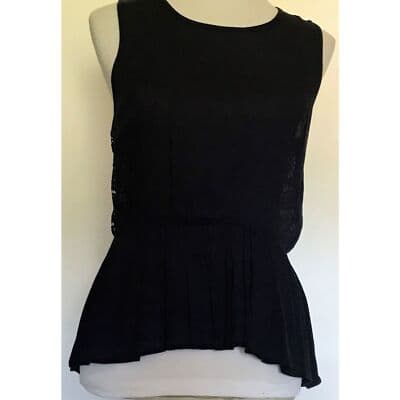 Women Navy INA Sleeveless Zip Top Crochet Accent Back Medium NWT - Image 1