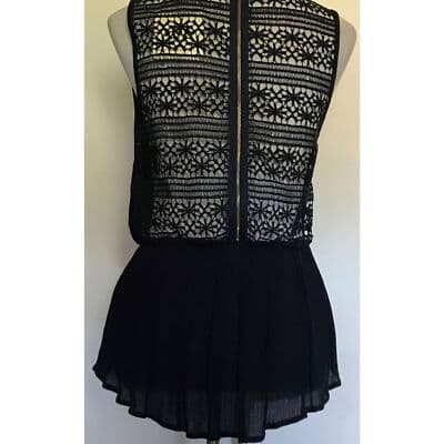 Women Navy INA Sleeveless Zip Top Crochet Accent Back Medium NWT - Thumbnail 3