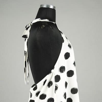 Black White Polka Dot Halter Neck Sleeveless Top Women's Size Medium - Thumbnail 8