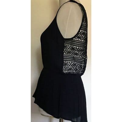 Women Navy INA Sleeveless Zip Top Crochet Accent Back Medium NWT - Thumbnail 4